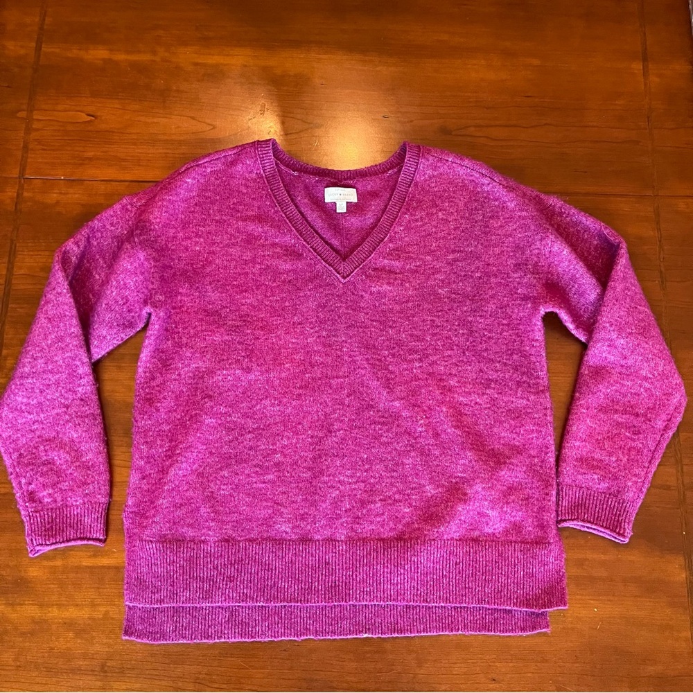 Lucky Brand V-Neck Pink Sweater Long Sleeve Women's Small
